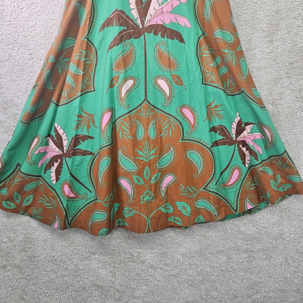 Maeve Anthropologie Dress Womens 2 Green Sweetheart Fit Flare Boho Tropical Midi - Picture 9 of 16